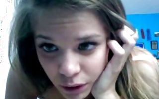 Perky girlfriend with small tits posing solo webcam