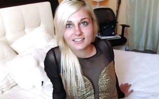 Cute blonde girlfriend Charli Shiin has passionate sex