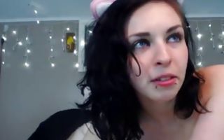Busty kitty girl fucks her muff with big dildo